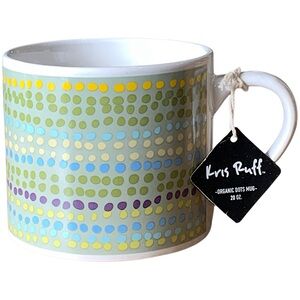 NEW Kris Ruff Blue Harbor “Organic Dots” Mug Cup Ceramic 20oz
